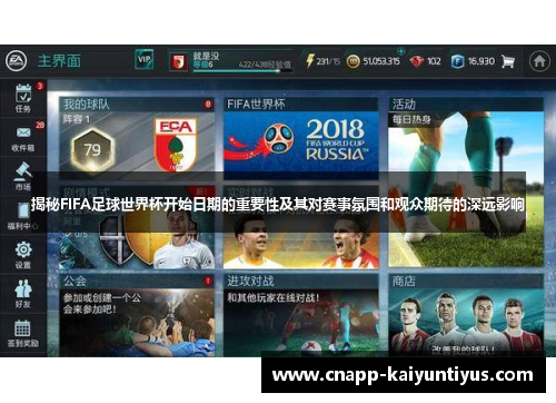 揭秘FIFA足球世界杯开始日期的重要性及其对赛事氛围和观众期待的深远影响