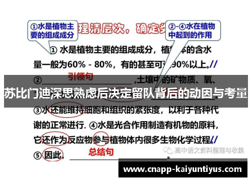 苏比门迪深思熟虑后决定留队背后的动因与考量